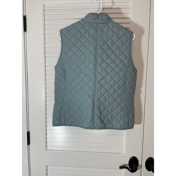 Van Heusen Women's Quilted Vest Medium Light Blue Zip Front Pockets Lined - Picture 3 of 9
